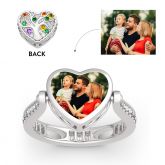 Jeulia "Song of Family" Sterling Silver Personalized Photo Ring (With A Free Chain)