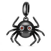 "What Do You Think Of Me" Cute Spider 925 Sterling Silver Charm Pendant Black Plated