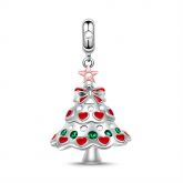 "Happy Christmas" Christmas Tree Sterling Silver Dangle Charm