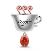 "Refresh Yourself" Coffee Cup Charm Sterling Silver Best For Necklace or Bracelet