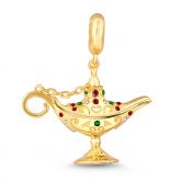 "Dreams Come True" Aladdin Lamp Silver Charm Pendant