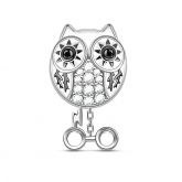 "Snowy Owl" Owl Charm Sterling Silver Bead