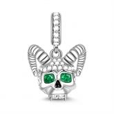 "Love You Till The Sun Dies" Skull with Horns Charm Sterling Silver Pendant