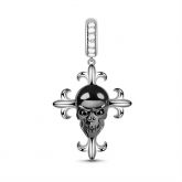 "Kindness And Evil" Sterling Silver Handcrafted Skull Cross Charm Pendant