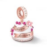 "Happy Birthday" Birthday Cake Charm Engravable Personalized Pendant Dangle