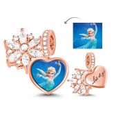 "Let It Go" Heart Shape Sterling Silver Snowflake Photo Charm Pendant