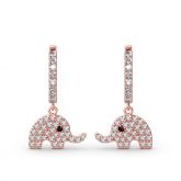 Jeulia "Lucky Elephant" Sterling Silver Drop Earrings