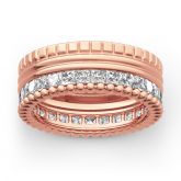 Jeulia Milgrain Design Princess Cut Sterling Silver Women's Band