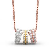 Jeulia Tri-tone Hoop Design Sterling Silver Necklace