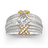 Jeulia Two Tone Princess Cut Sterling Silver Ring