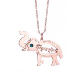 Jeulia Elephant Personalized Sterling Silver Necklace with Birthstone