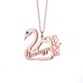 Jeulia Swan Personalized Sterling Silver Necklace with Birthstone