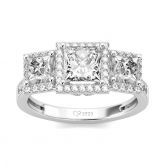 Jeulia Three Stone Princess Cut Sterling Silver Ring