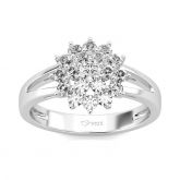 Jeulia Floarl Design Round Cut Sterling Silver Ring