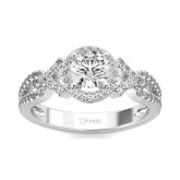Jeulia Halo Round Cut Sterling Silver Ring