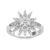 Jeulia Star Design Round Cut Sterling Silver Ring