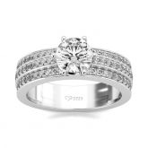 Jeulia Sidestones Round Cut Sterling Silver Ring