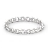 Jeulia Chain Design Round Cut Sterling Silver Bracelet