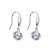 Jeulia Simple Round Cut Sterling Silver Earrings