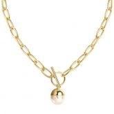 Jeulia Chain Design Cultured Pearl Necklace
