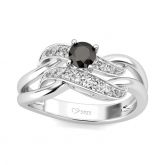 Jeulia Twist Design Round Cut Sterling Silver Ring