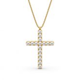 Jeulia Cross Design Round Cut Sterling Silver Men's Necklace