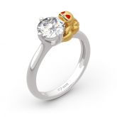 Jeulia "Hug Me" Frog Seed Round Cut Sterling Silver Ring