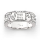 Jeulia "I Love Me" Round Cut Sterling Silver Women's Band