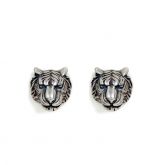 Jeulia "King of The Forest" Punk Style Tiger Head Sterling Silver Earrings