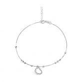 Jeulia Simple Heart Bead Sterling Silver Anklet