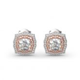 Jeulia Two Tone Round Cut Sterling Silver Earrings