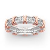 Jeulia Two Tone Twist Round Cut Sterling Silver Women's Band