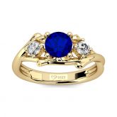 Jeulia Three Stone Round Cut Sterling Silver Ring