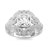Jeulia Milgrain Cushion Cut Sterling Silver Ring