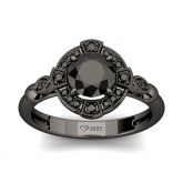 Jeulia Milgrain Round Cut Sterling Silver Ring