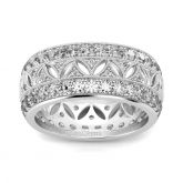 Jeulia Milgrain Design Round Cut Sterling Silver Women's Band