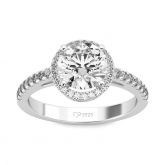 Jeulia Halo Round Cut Sterling Silver Ring