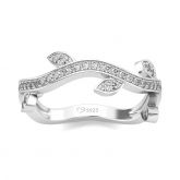 Jeulia Leaf Design Round Cut Sterling Silver Women's Band