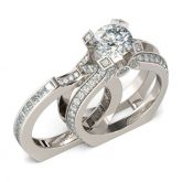 Jeulia Interchangeable Round Cut Sterling Silver Ring Set