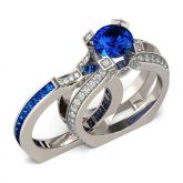 Jeulia Interchangeable Round Cut Sterling Silver Ring Set