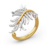 Jeulia Two Tone Feather Sterling Silver Ring