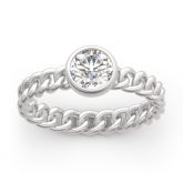 Jeulia Chain Link Shank Round Cut Sterling Silver Ring
