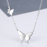 Jeulia "Two Butterfly" Sterling Silver Necklace