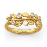 Jeulia Olive Leaf Round Cut Sterling Silver Ring