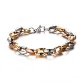 Jeulia Alternating Tri-color Men's Titanium Steel Bracelet