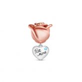 Rose Gold Tone Flower Charm Sterling Silver