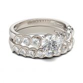 Twist Milgrain Round Cut Sterling Silver Ring Set