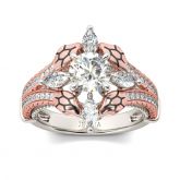 Jeulia Two Tone Round Cut Sterling Silver Snake Ring