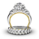 Modern Halo Round Cut Sterling Silver Ring Set