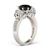 Crown Round Cut Sterling Silver Skull Ring